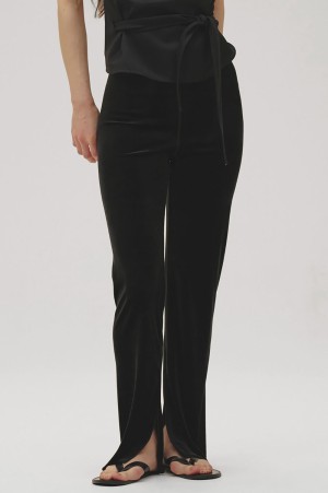 Velour Slit Leggings - BLACK (12620703)