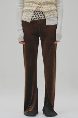 Velour Slit Leggings - BROWN (12620703)