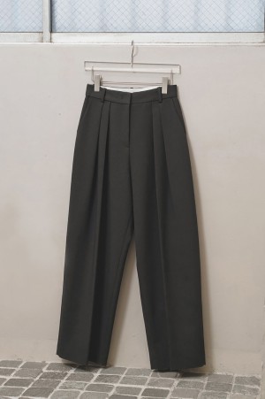Bonding Wide Trousers - CHARCOAL GRAY (12620702)