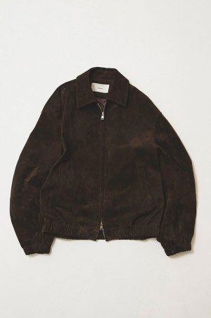 Suede Zip Blouson - DARK BROWN (12620204)