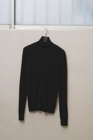 Turtleneck Button Knit - BLACK (12620510)