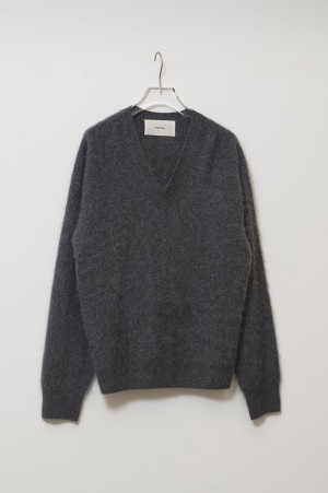 Woolcashmere Vneck Knit - CHARCOAL GRAY (12620508)