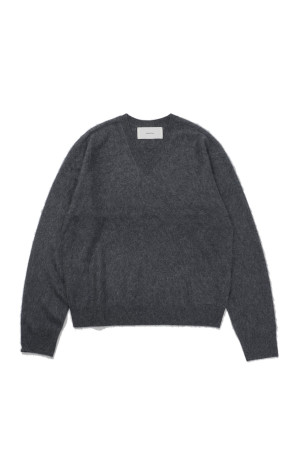 Woolcashmere Vneck Knit - CHARCOAL GRAY (12620508)