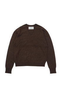 Woolcashmere Vneck Knit - BROWN (12620508)