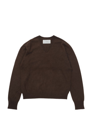 Woolcashmere Vneck Knit - BROWN (12620508)