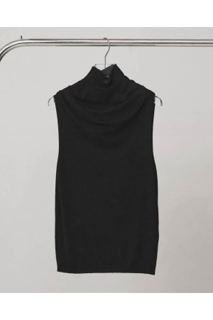 Highneck Drape Tanktop -BLACK (12610536)