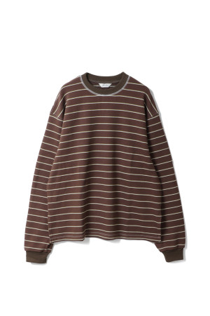 Border Long T-shirts -CHOCOLATE (12520613)