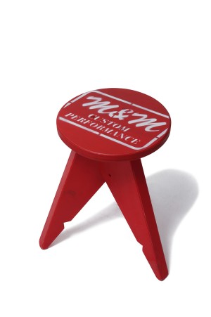 丸スツール（小全塗）/  RED /  焼印ロゴ（WHITE）