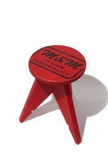 丸スツール（小全塗）/  RED /  焼印ロゴ（WHITE）