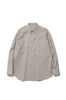 COTTON SILK STRIPE SHIRT - RED BROWN STRIPE (A26AS03CS)