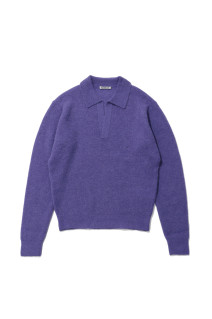 BABY SURI ALPACA SHEER KNIT SKIPPER POLO - PURPLE (A26AP04AK)
