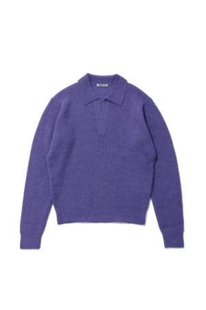 BABY SURI ALPACA SHEER KNIT SKIPPER POLO - PURPLE (A26AP04AK)