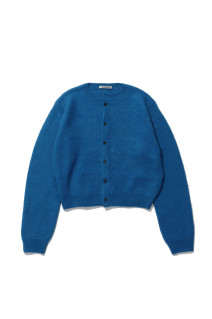 GARMENT-DYED BABY ALPACA FUR KNIT CREW-NECK CARDIGAN - ROYAL BLUE (A26AC03BA)