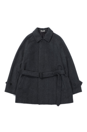 HAIRY WOOL MOHAIR CHAMBRAY SOUTIEN COLLAR COAT - DARK GRAY (A26AC02WB)