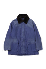 GARMENT-DYED ORGANIC COTTON HEAVY MOLESKIN BLOUSON - FADED NAVY (A26AB05HM)