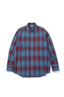 HIGH TWIST COTTON SILK CHECK SHIRT - BLUE CHECK (A26AS02KC)