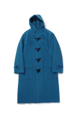 WOOL HERRINGBONE DUFFLE COAT - CERULEAN BLUE (A26AC03WH)