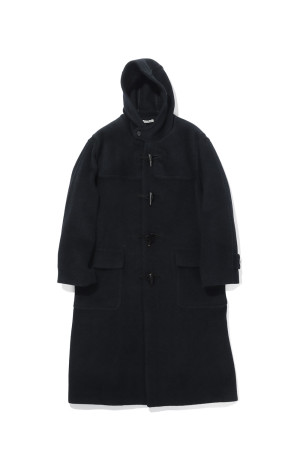 WOOL HERRINGBONE DUFFLE COAT - DARK CHARCOAL (A26AC03WH)