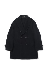 WOOL HERRINGBONE SHAWL COLLAR COAT - DARK CHARCOAL (A26AC04WH)