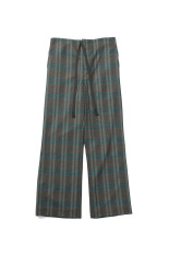 WOOL FULLING FLANNEL DRAWSTRING PANTS - TOP BROWN GREEN CHECK (A26AP06CF)