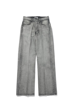 FADED HEAVY DENIM CENTER-PLEATED PANTS - FADED BLACK (A26AP03PD)