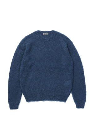 BRUSHED SUPER KID MOHAIR KNIT P/O - LIGHT NAVY (A26AP04KM)