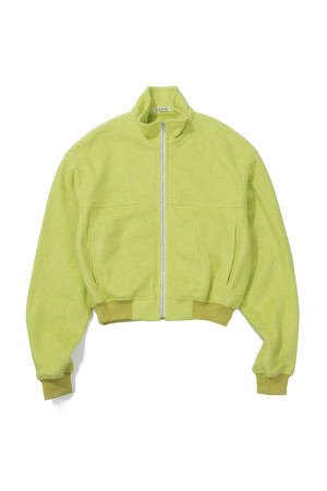 PURE SILK COMFORT FLEECE ZIP BLOUSON - LIME YELLOW (A26AB03SF)