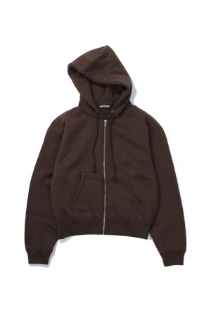 SMOOTH SOFT SWEAT ZIP PARKA - DARK BROWN (A26AP04TU)
