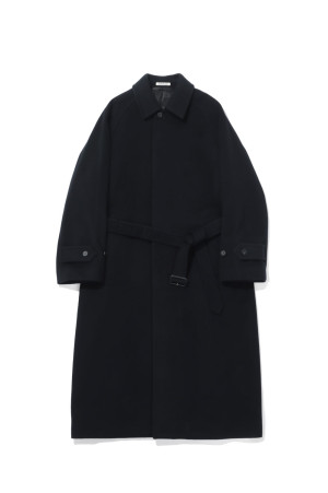 SUPER FINE WOOL MOSSER SOUTIEN COLLAR COAT - BLACK (A26AC03WM)