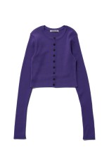 SUPER FINE WOOL HIGH GAUGE RIB KNIT SHORT CARDIGAN - PURPLE (A26AC01HW)