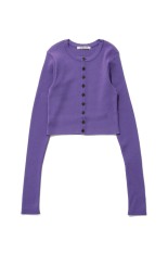 SUPER FINE WOOL HIGH GAUGE RIB KNIT SHORT CARDIGAN - PURPLE (A26AC01HW)