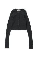 SUPER FINE WOOL HIGH GAUGE RIB KNIT SHORT CARDIGAN - TOP CHARCOAL (A26AC01HW)