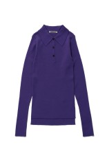 SUPER FINE WOOL HIGH GAUGE RIB KNIT POLO - PURPLE (A26AP02HW)