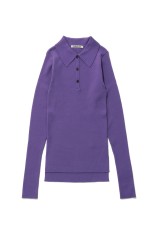 SUPER FINE WOOL HIGH GAUGE RIB KNIT POLO - PURPLE (A26AP02HW)