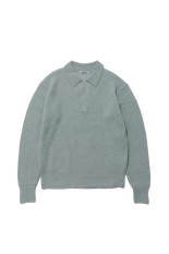 BABY SURI ALPACA SHEER KNIT SKIPPER POLO - DUSTY MINT (A26AP02AK)