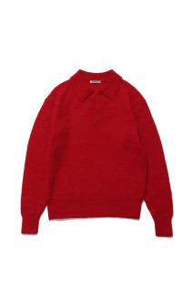 BABY SURI ALPACA SHEER KNIT SKIPPER POLO - RED (A26AP02AK)