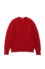 BABY SURI ALPACA SHEER KNIT V-NECK P/O - RED (A26AV03AK)