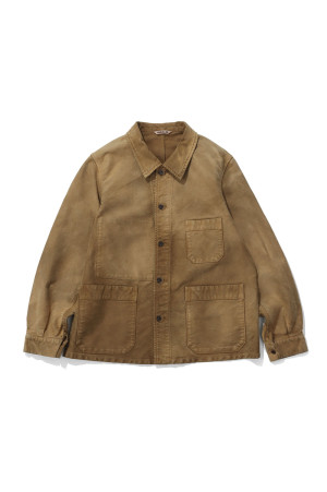 GARMENT-DYED ORGANIC COTTON HEAVY MOLESKIN COVERALL - FADED BROWN (A26AB02HM)