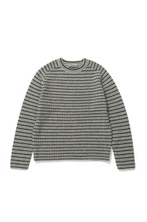 SHETLAND WOOL CASHMERE RIB KNIT P/O - LIME PURPLE STRIPE (A26AP01SB)