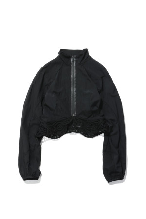 Nylon Short Jacket with Cording Embroidery Detail - BLACK (MM26FW-JK029)