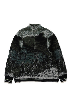 Pile Jacquard Half Zip Knit Top - GREEN (MM26FW-KN078)