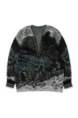 Pile Jacquard Plunge Knit Top - GREEN (MM26FW-KN079)