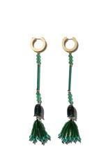 Floral Motif Long Glass Earrings - GREEN (MM26FW-AC307)