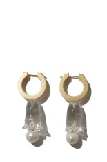 Floral Motif Glass Earrings - CLEAR (MM26FW-AC308)