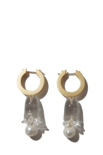 Floral Motif Glass Earrings - CLEAR (MM26FW-AC308)