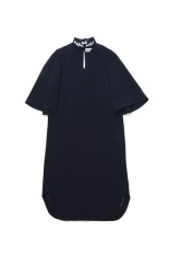 Triacetate Embroidery Neck Top - NAVY (MM26FW-DR112)