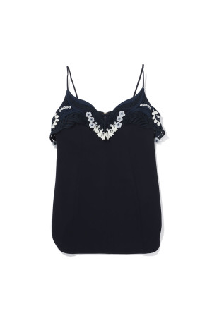 Triacetate Embroidery Camisole Top - NAVY (MM26FW-SH114)