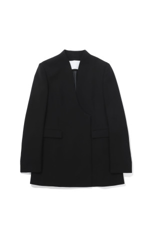 Triacetate Collarless Double Breasted Suit Jacket - BLACK (MM26FW-JK601)