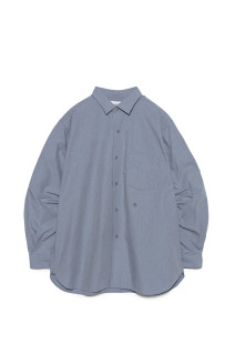 Regular Collar Striped Wind Shirt - Sax (S26FG062)