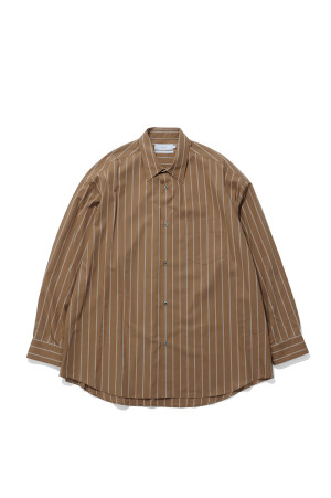 SIDOGRAS Brown Stripe L/S Oversized Regular Collar Shirt - BROWN (GM263-50345)